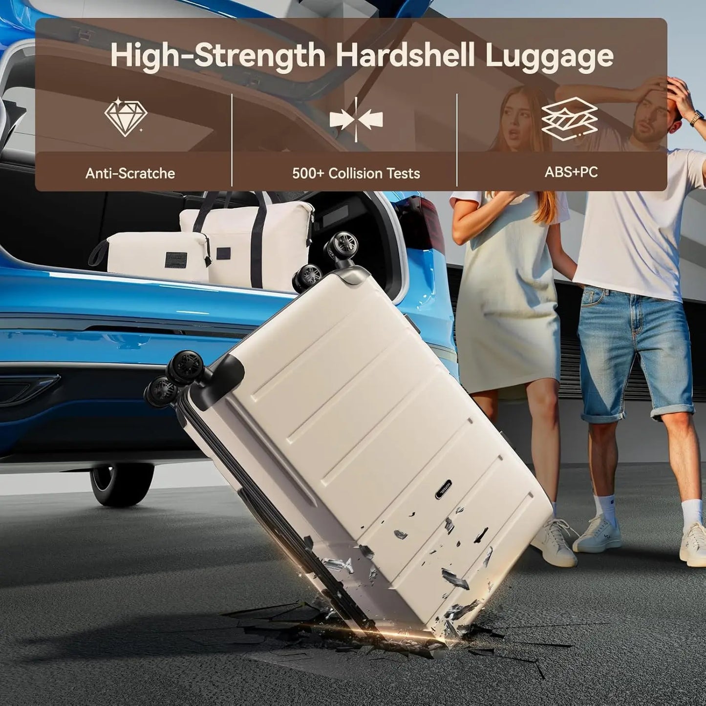 5-Piece Expandable Carry-on w/Spinner Wheels&TSA Lock