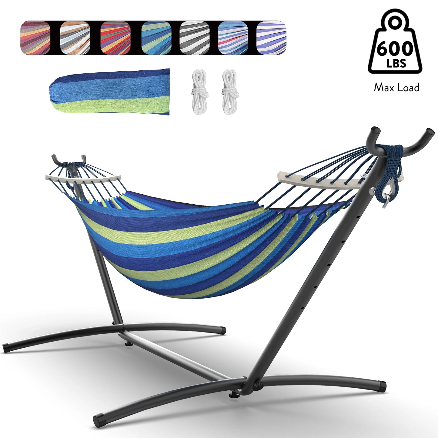 Hammock Adjustable Stand Stylish w/Storage Bag, 600lb-Capacity