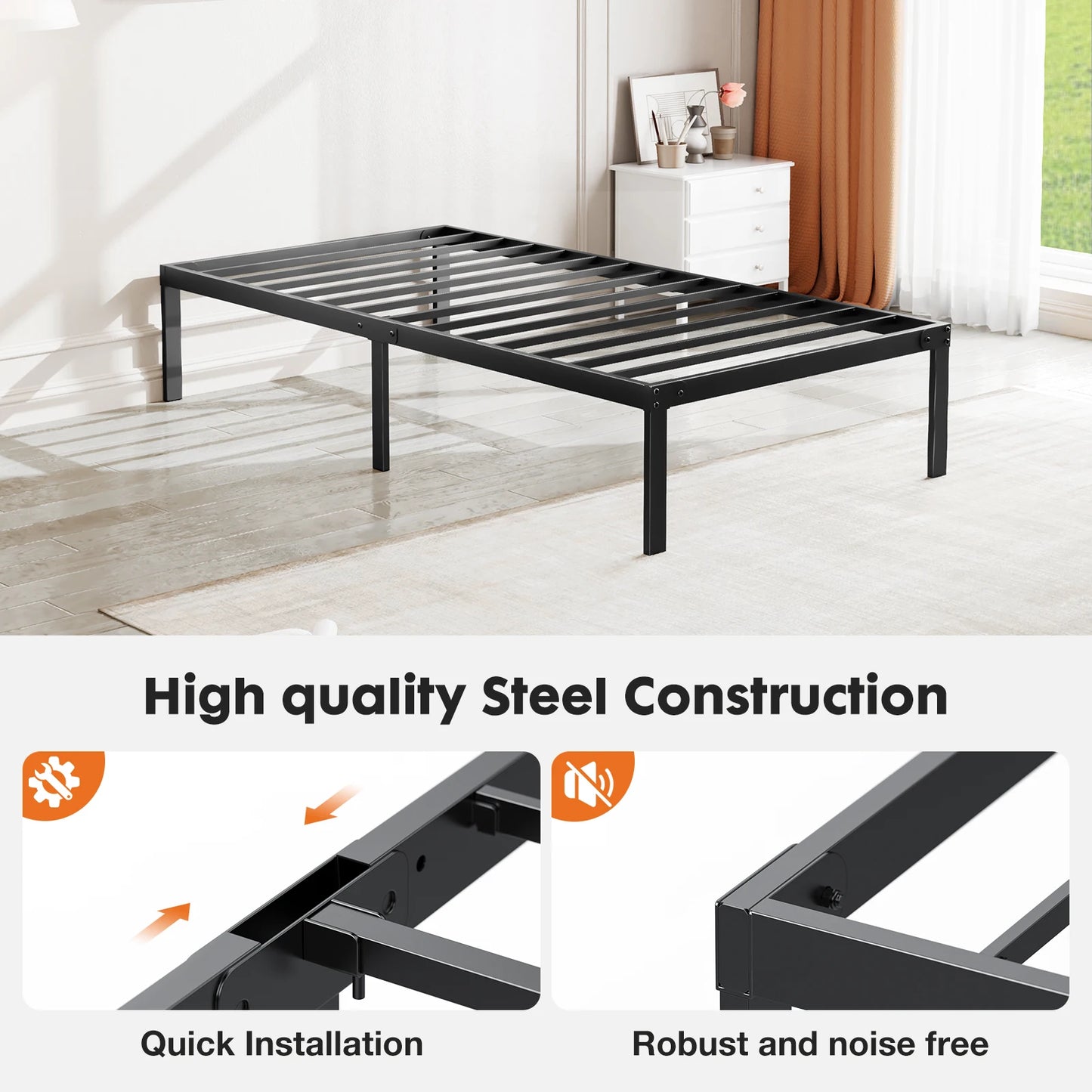 Basic Bed Frame Metal Platform Bedroom Frames