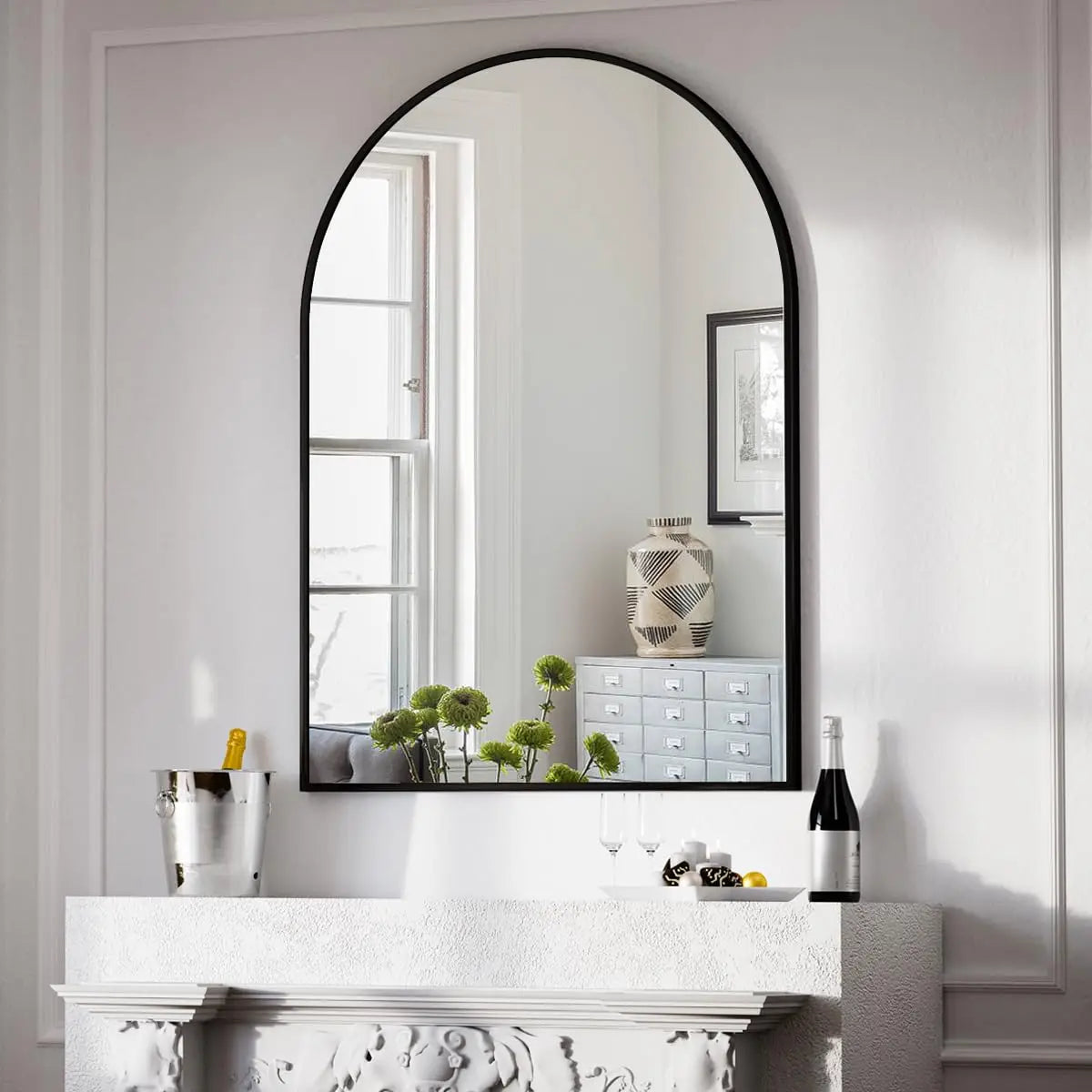 30"x40" Arch Mirror, Wall Mirror Metal Frame
