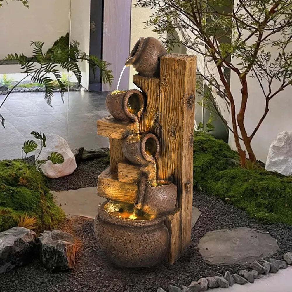 5‑Tier outdoor resin Garden waterfall fountain feature