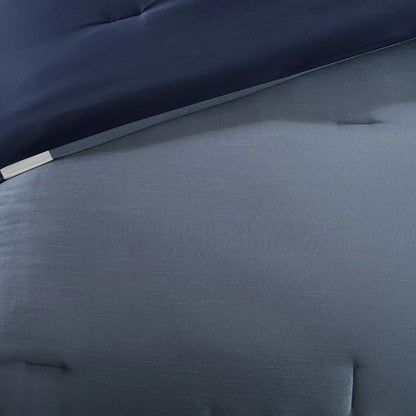 7-Piece Comforter Set Navy Queen Navy Polyester