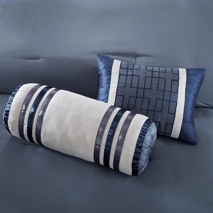 7-Piece Comforter Set Navy Queen Navy Polyester
