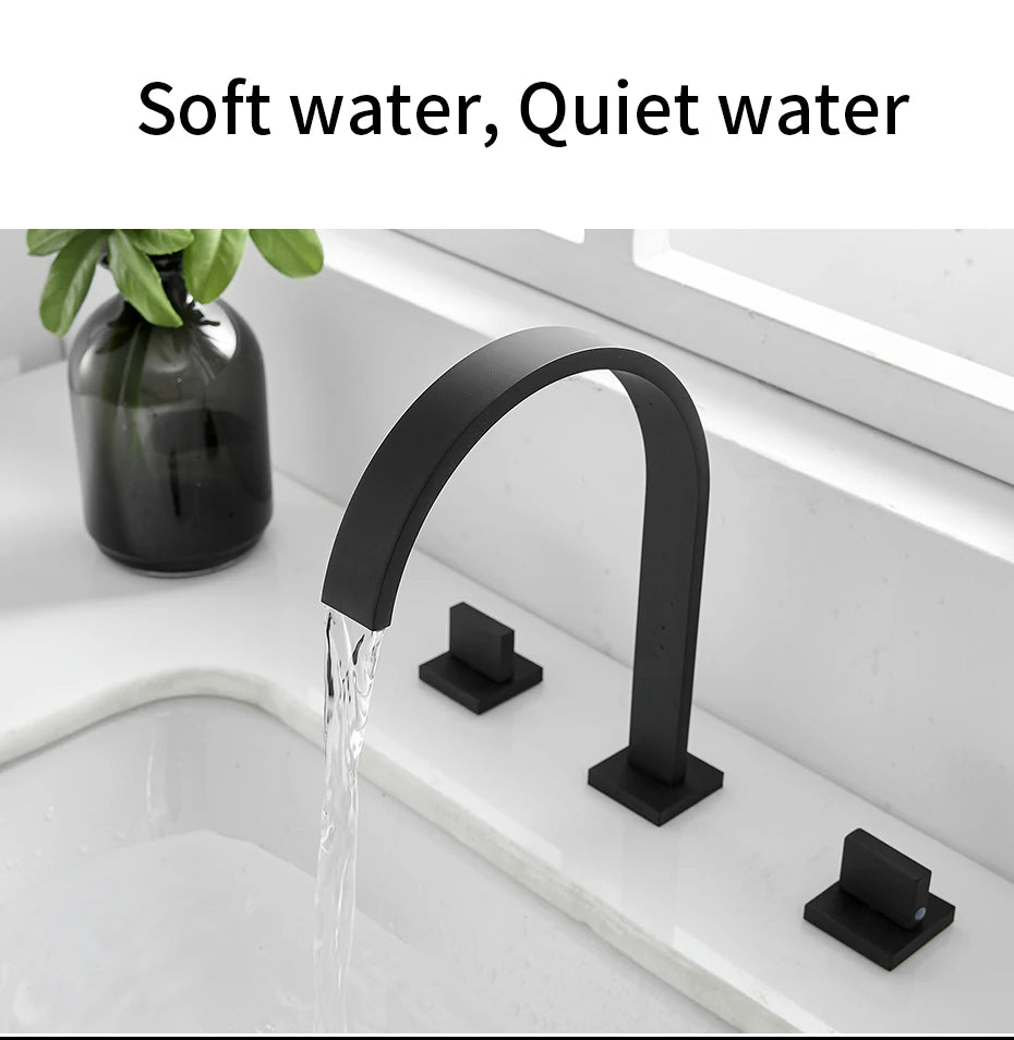 Chrome, Brass Polished, Black Deck Mounted Square Faucets