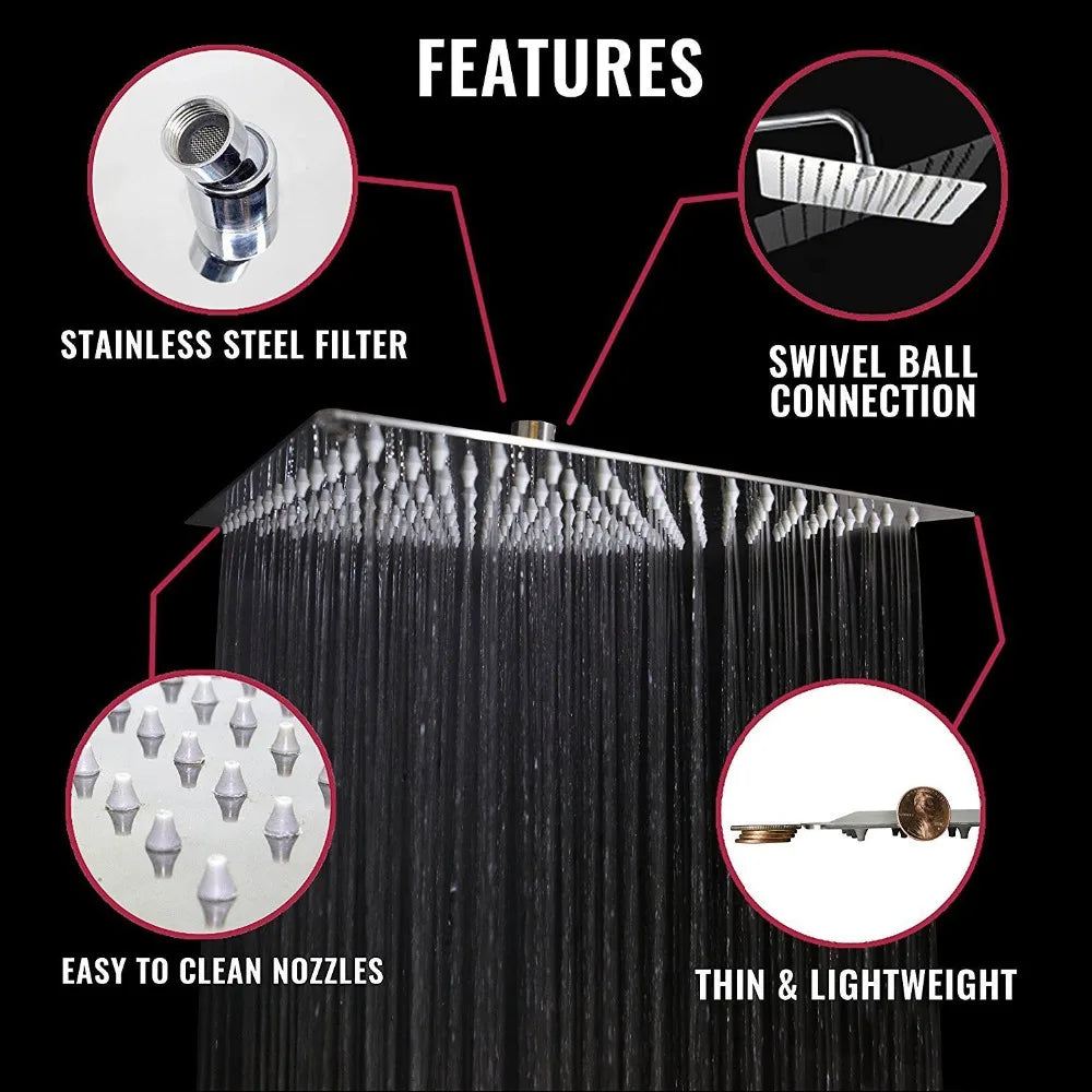 Stainless Steel Ultrathin Large Flow 16"-Rainfall Shower