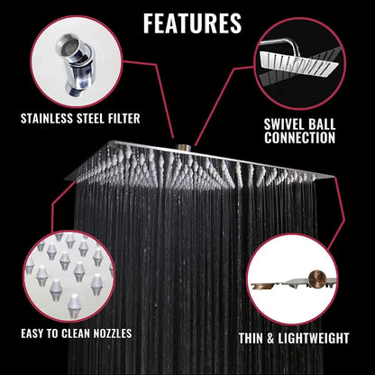 Stainless Steel Ultrathin Large Flow 16"-Rainfall Shower