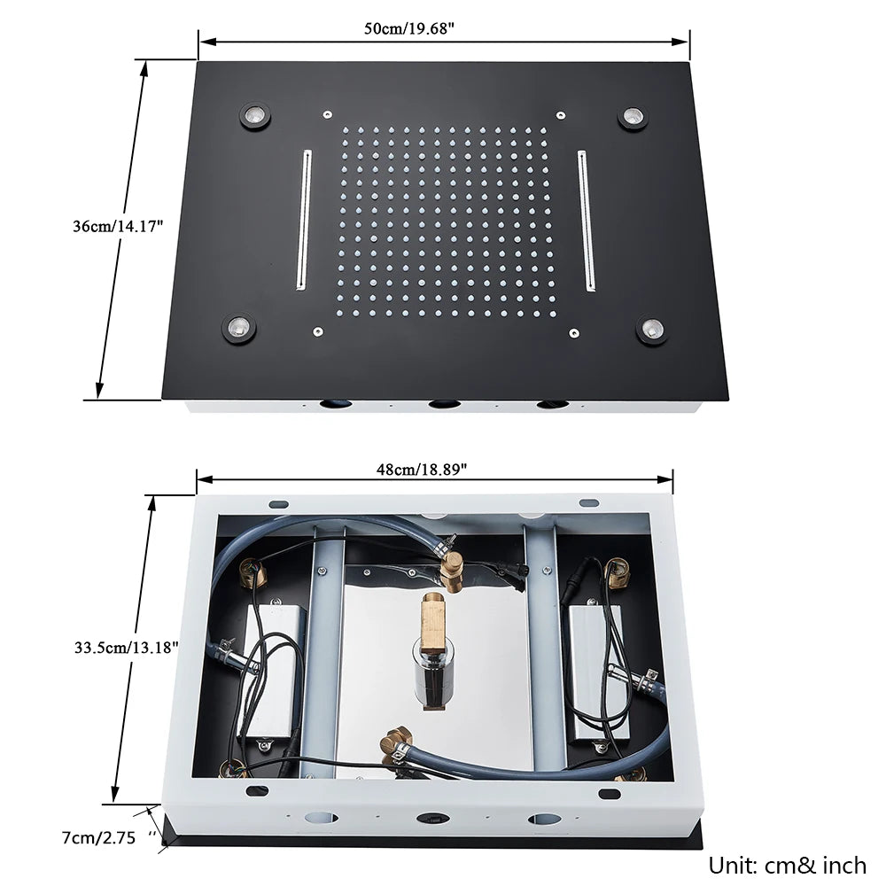 LED Shower Head Ceiling Mounted Hidden Concealed