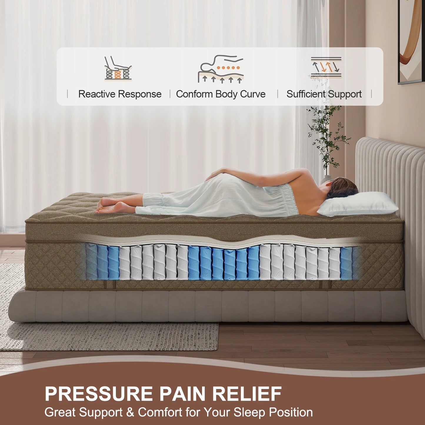 12"-Gel Memory Foam Hybrid Pocket Spring Mattress