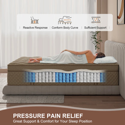 12"-Gel Memory Foam Hybrid Pocket Spring Mattress