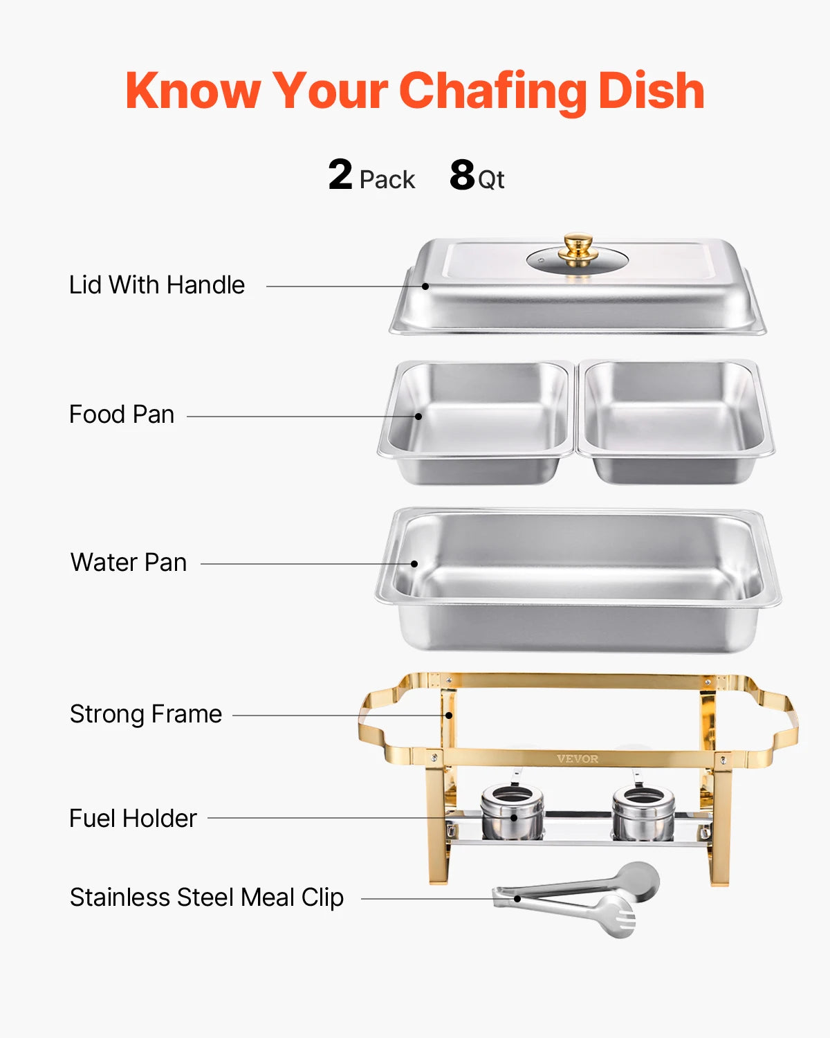 2/4-Pack Chafing Dish Buffet Set Stainless Steel