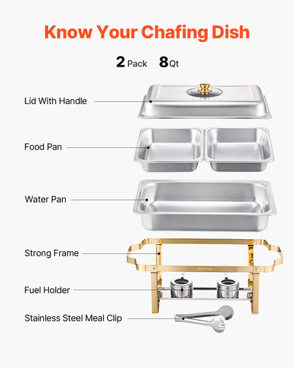 2/4-Pack Chafing Dish Buffet Set Stainless Steel