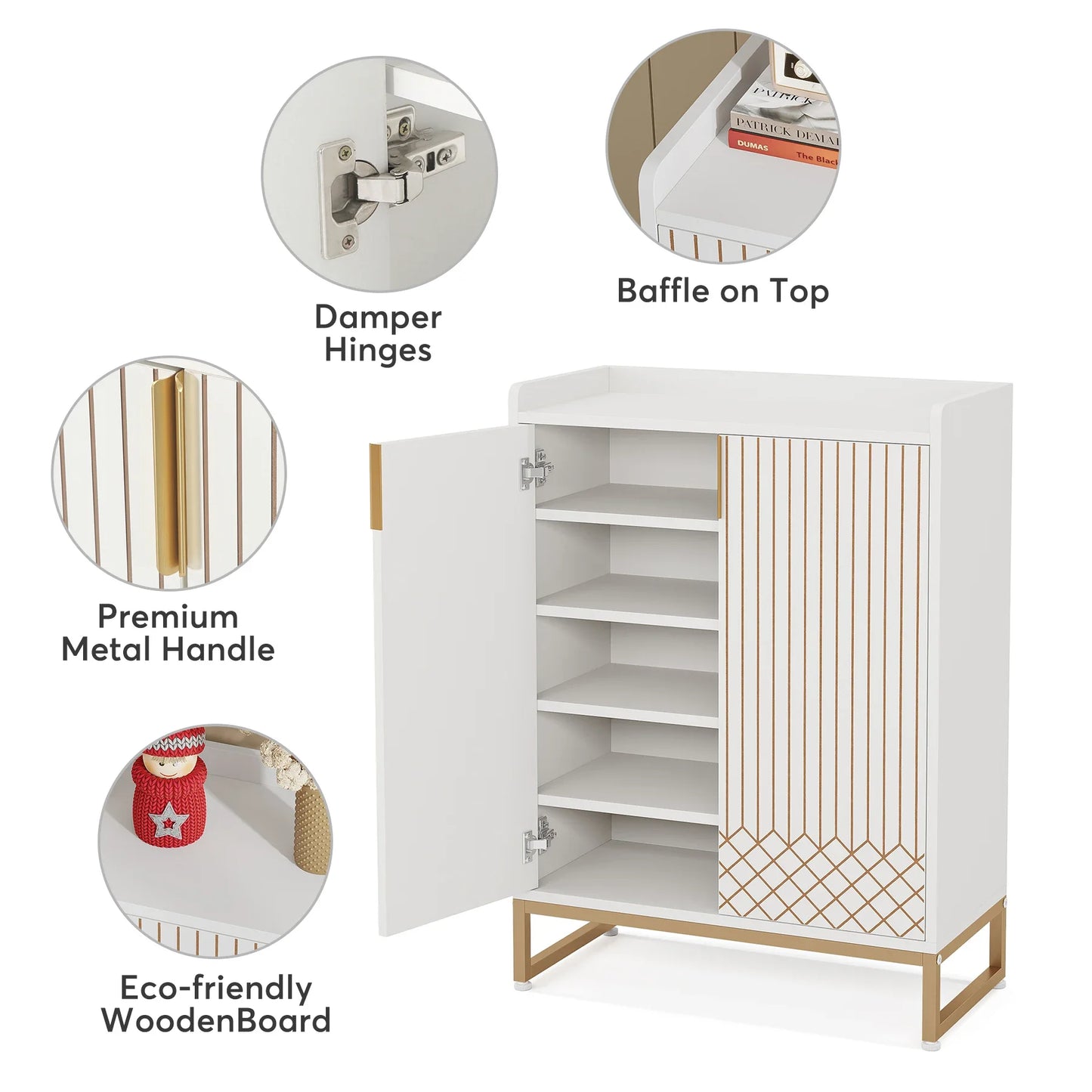 5-Tier Modern Shoe Rack Wood Storage Cabinet