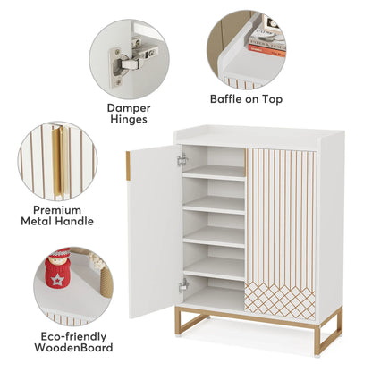 5-Tier Modern Shoe Rack Wood Storage Cabinet