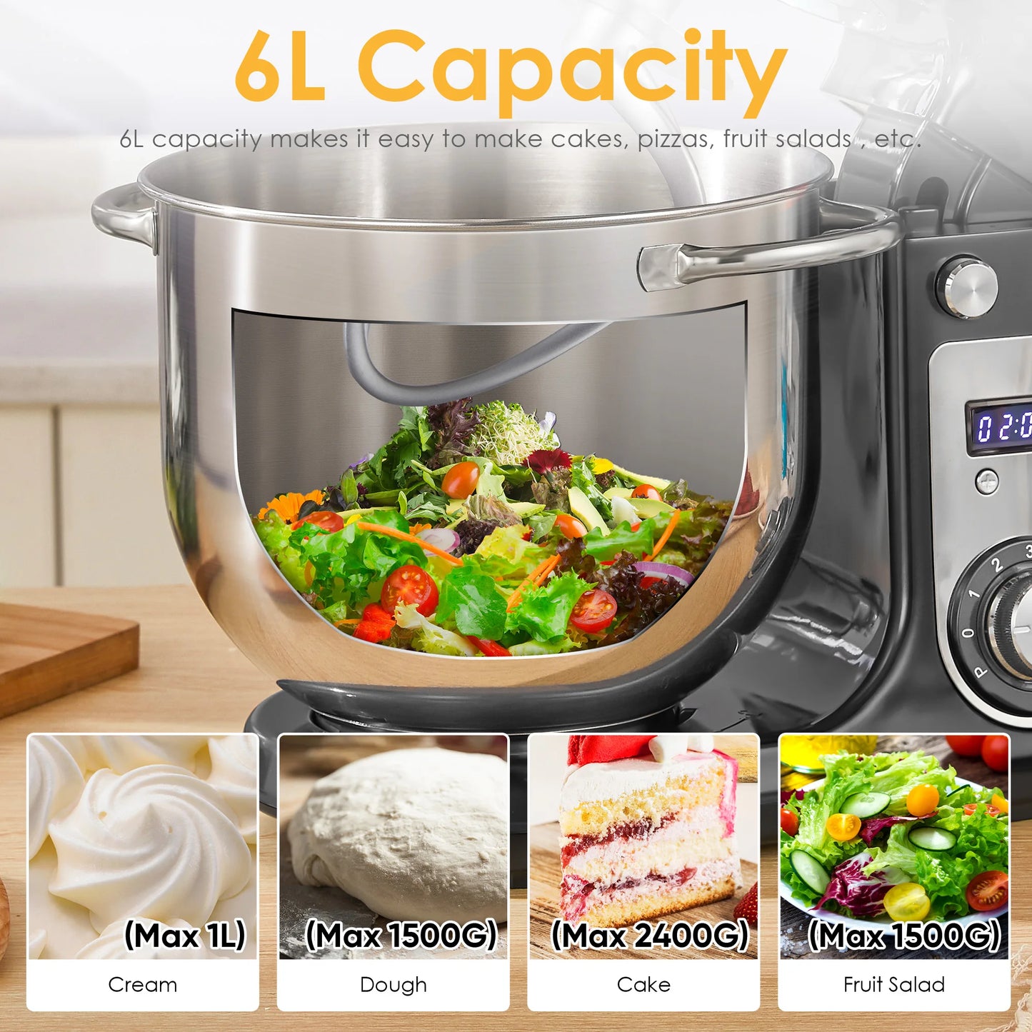 Kitchen Food Stand Mixer, Whip Dough Kneader