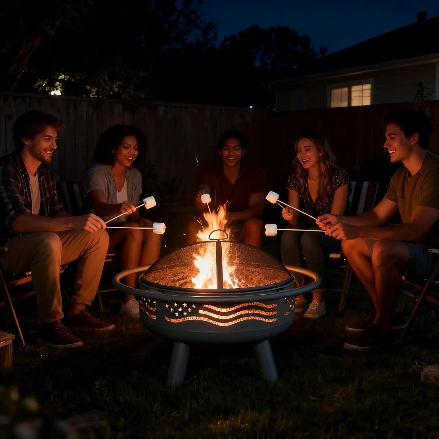 32"  Patio Fire Pit w/Mesh Cover & Poker