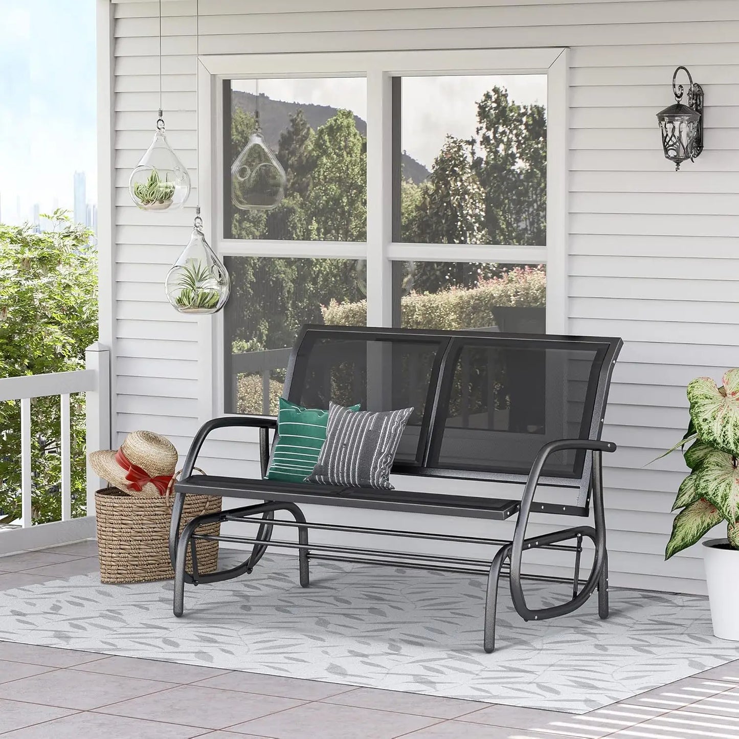 Double Swing Rocking Chair Loveseat Glider Bench