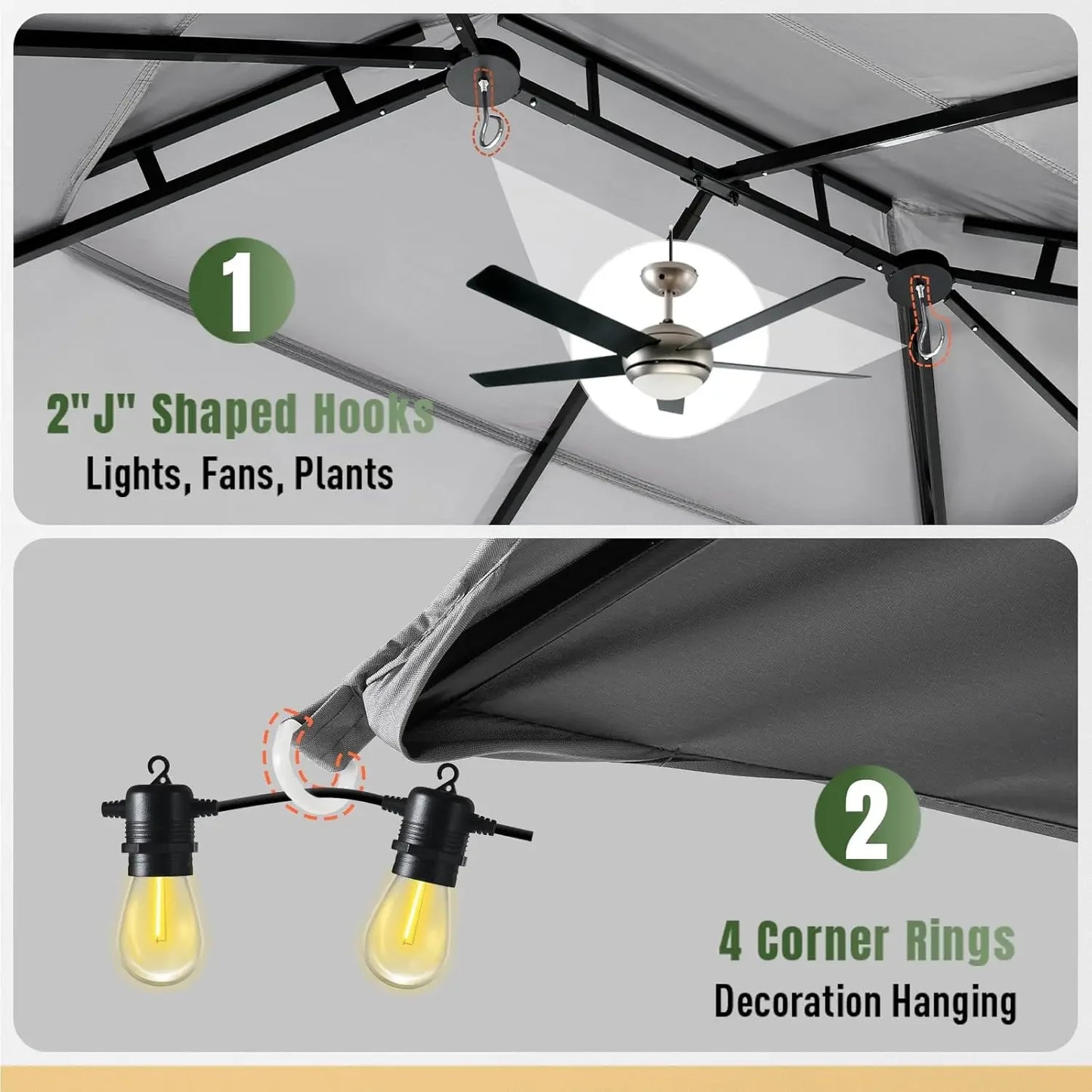 Heavy Duty Gazebo 10x12, Canopy w/Double Roofs