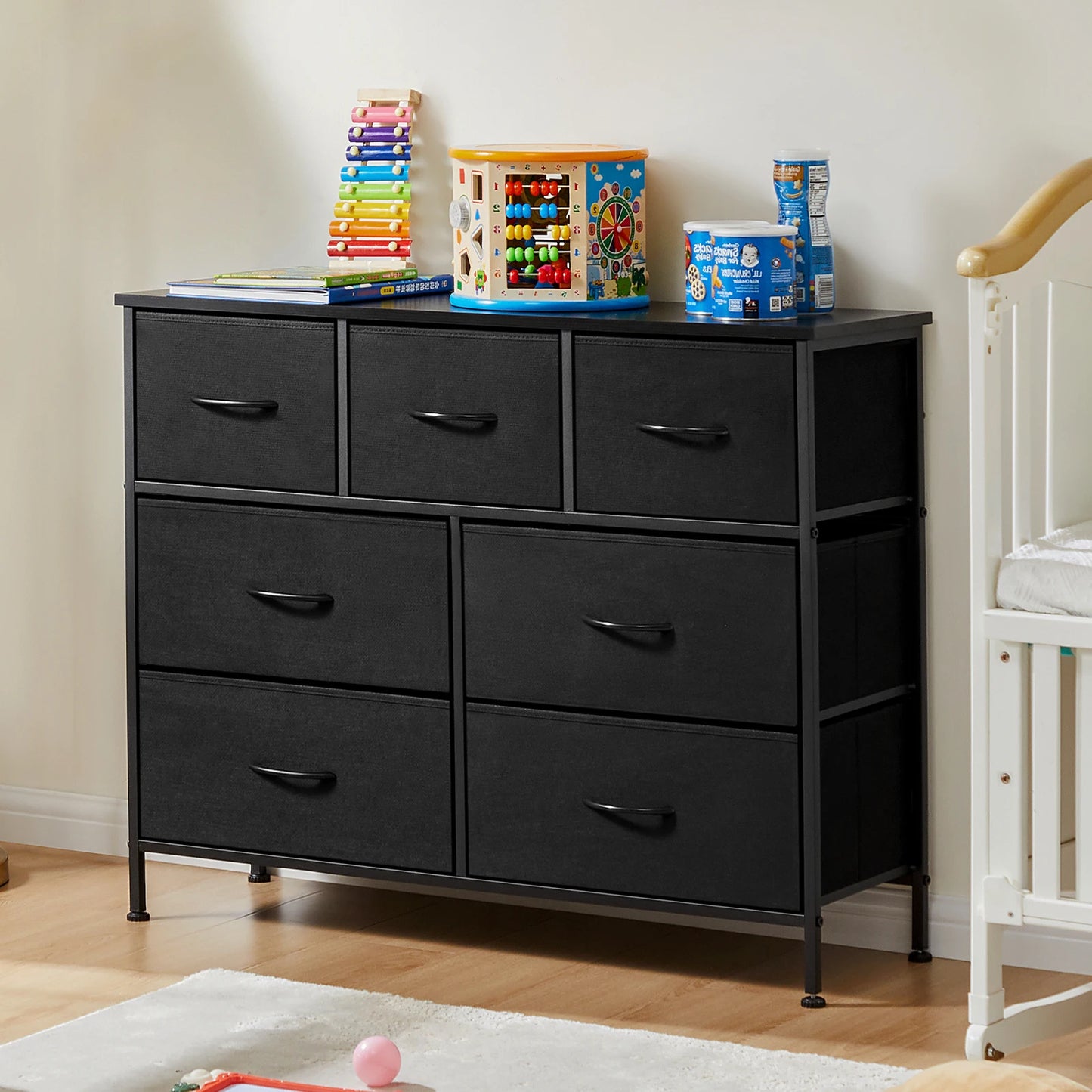 Bedroom Dresser W/7 Fabric Drawers Organizer Storage