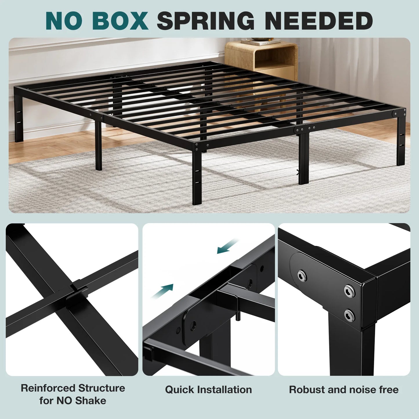 Basic Bed Frame Metal Platform Bedroom Frames