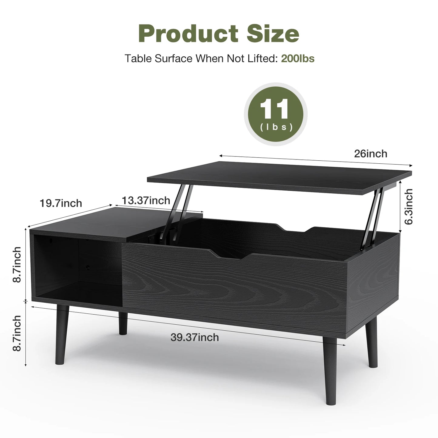 Adjustable Lift Top Tea Wood Coffee Table