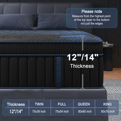 12"/14"Gel Memory Foam Hybrid Pocket Spring Mattress