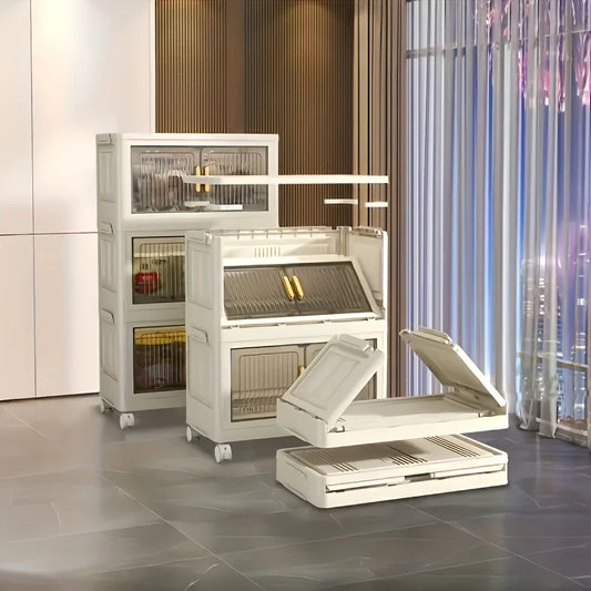 Multi-functional Organizer - Practical Storage Rack W/Doors&Wheels