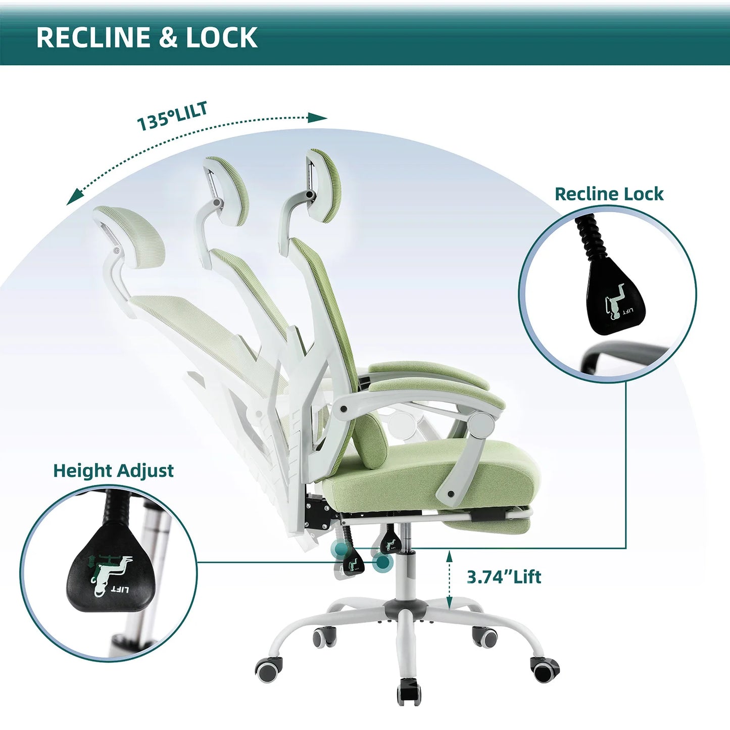 Ergonomic Swivel Reclining High Back Gaming Chair