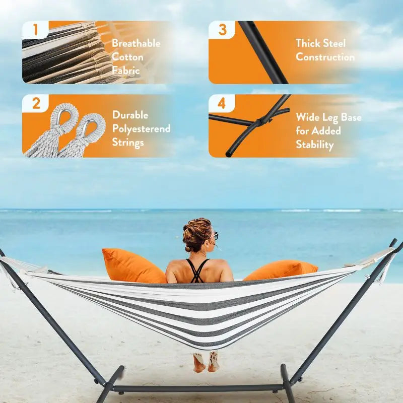 Hammock Adjustable Stand Stylish w/Storage Bag, 600lb-Capacity