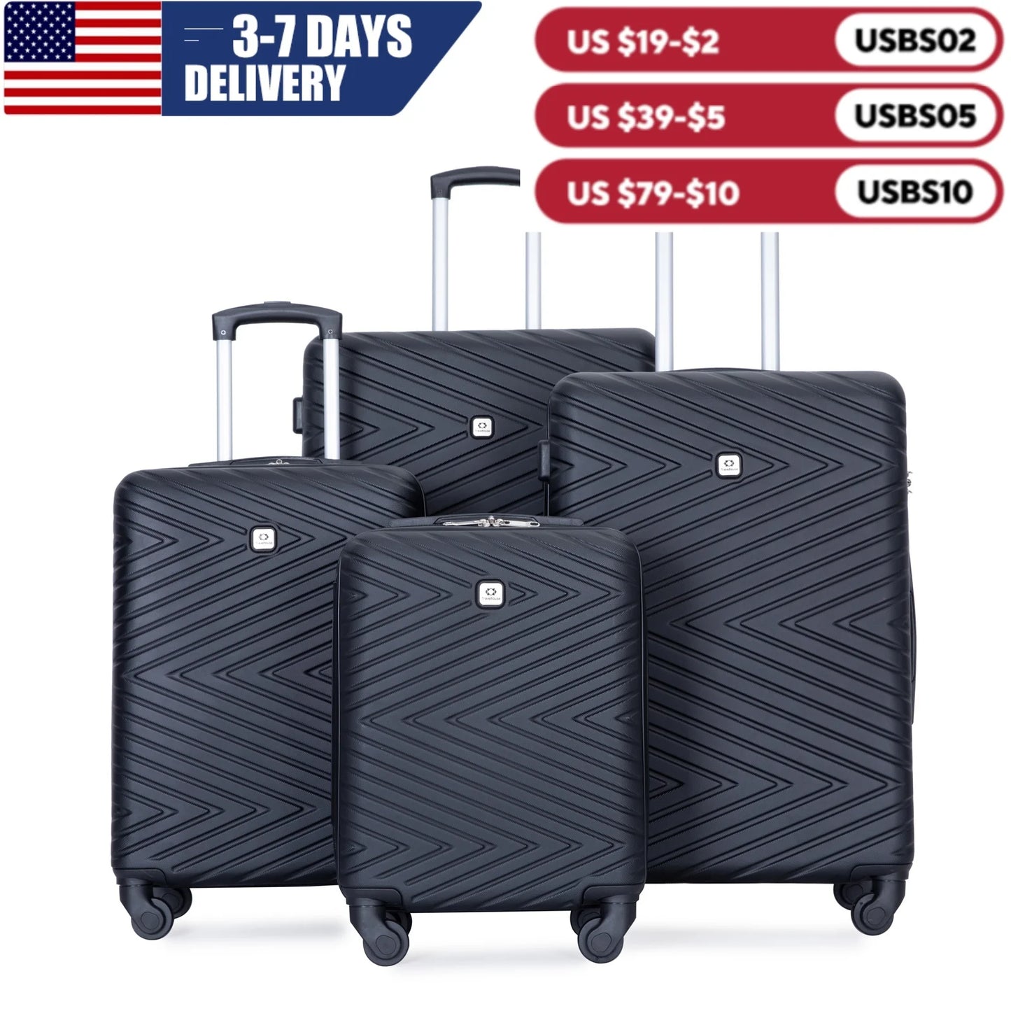 Travelhouse Luggage 4-Piece ABS With Spinner Wheels