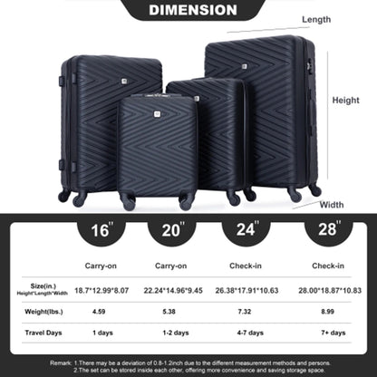 Travelhouse Luggage 4-Piece ABS With Spinner Wheels