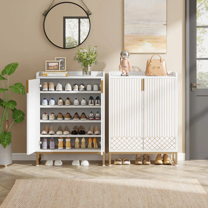 5-Tier Modern Shoe Rack Wood Storage Cabinet