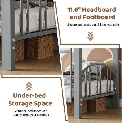 Metal Loft Bunk Beds Safety Guardrail & Ladder