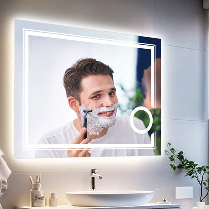 Mounted Smart Bathroom Mirror LED 3X-Dimmable Anti-Fog