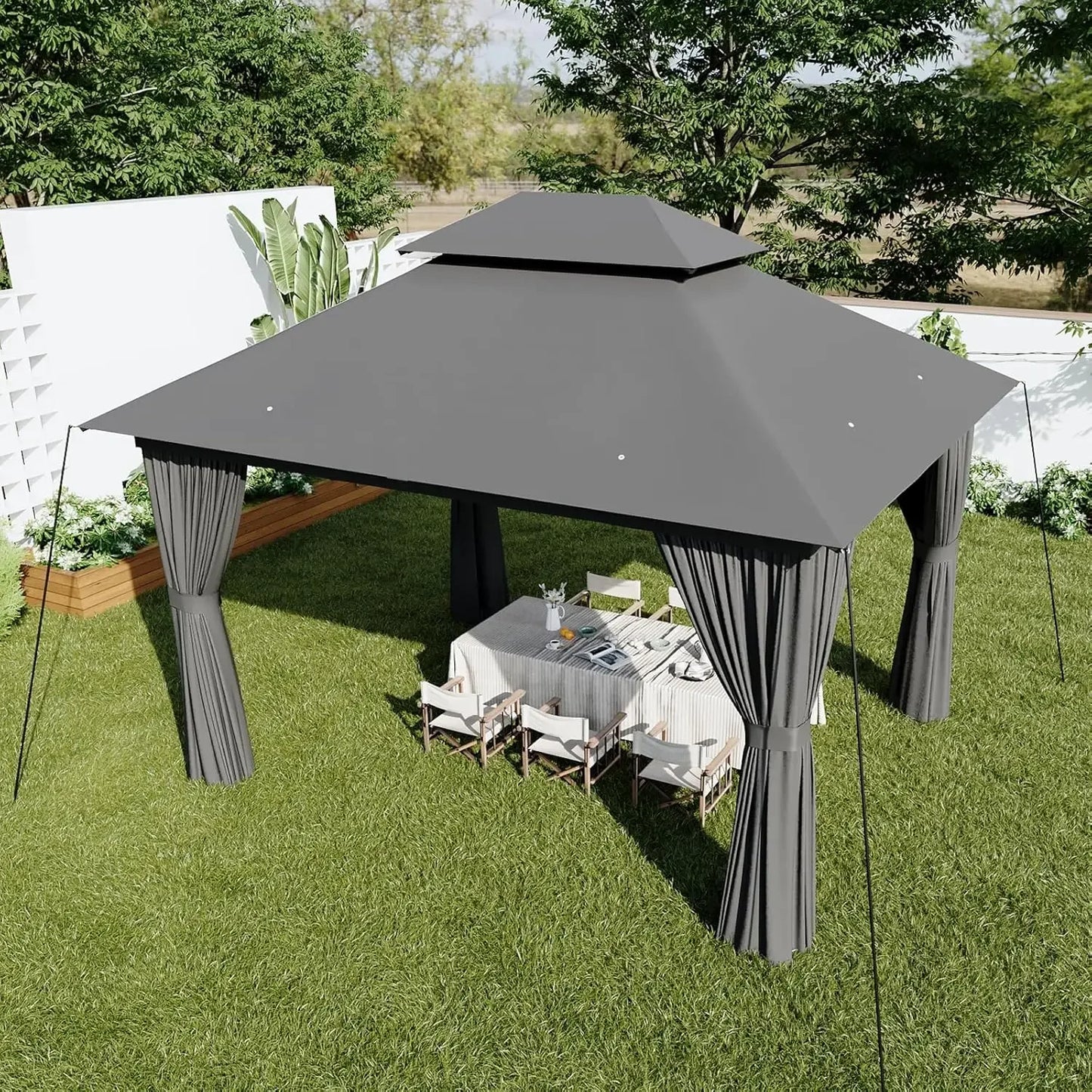 Heavy Duty Gazebo 10x12, Canopy w/Double Roofs