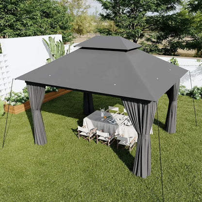 Heavy Duty Gazebo 10x12, Canopy w/Double Roofs