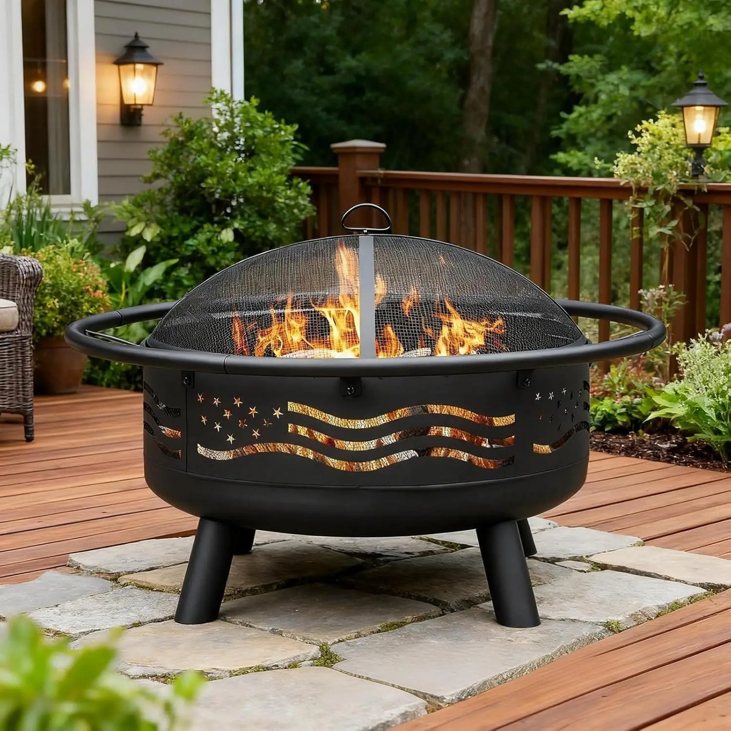 32"  Patio Fire Pit w/Mesh Cover & Poker