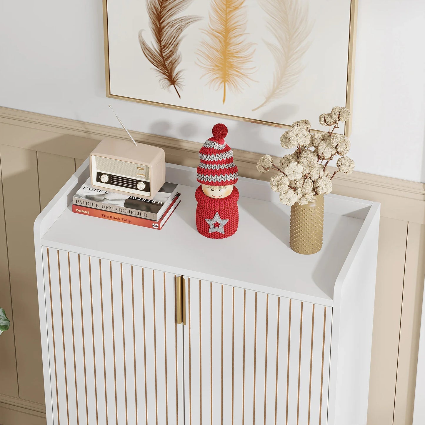 5-Tier Modern Shoe Rack Wood Storage Cabinet