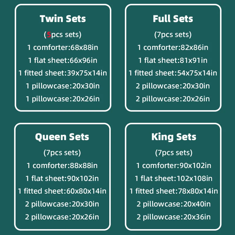 Comforter Flat Sheet Fitted Sheet Pillowcases Sets