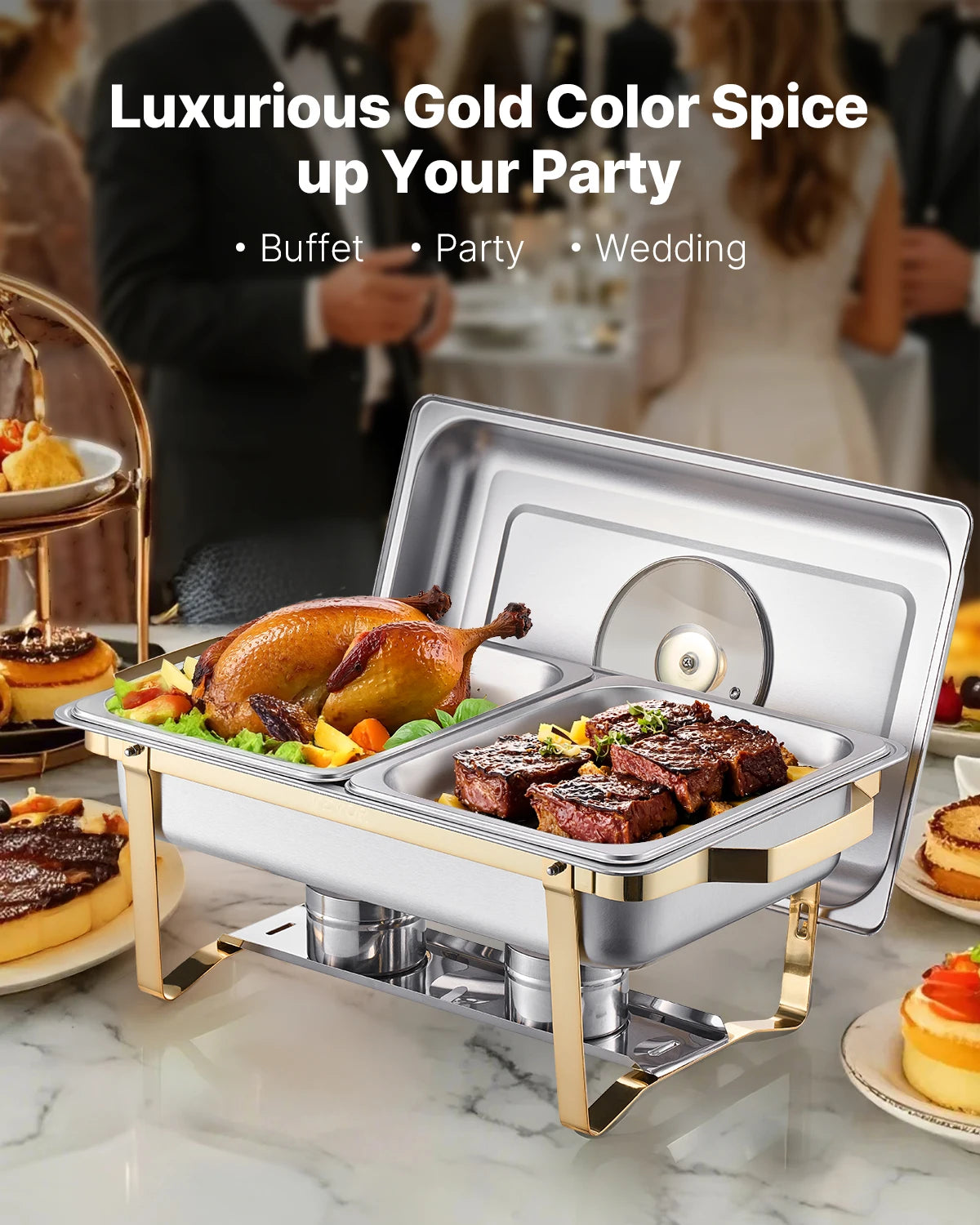 2/4-Pack Chafing Dish Buffet Set Stainless Steel