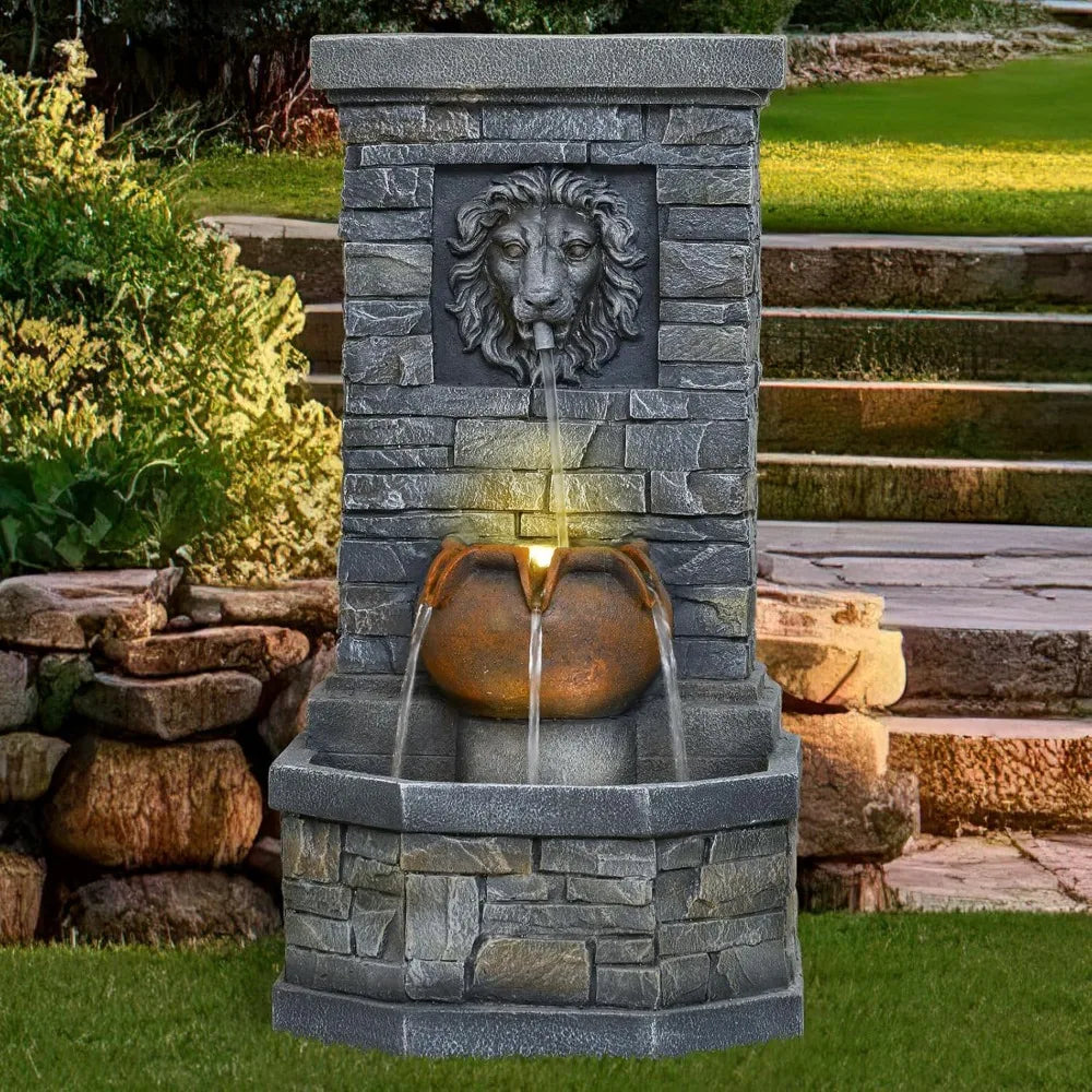 Elegant lion fountain transforms any outdoor space