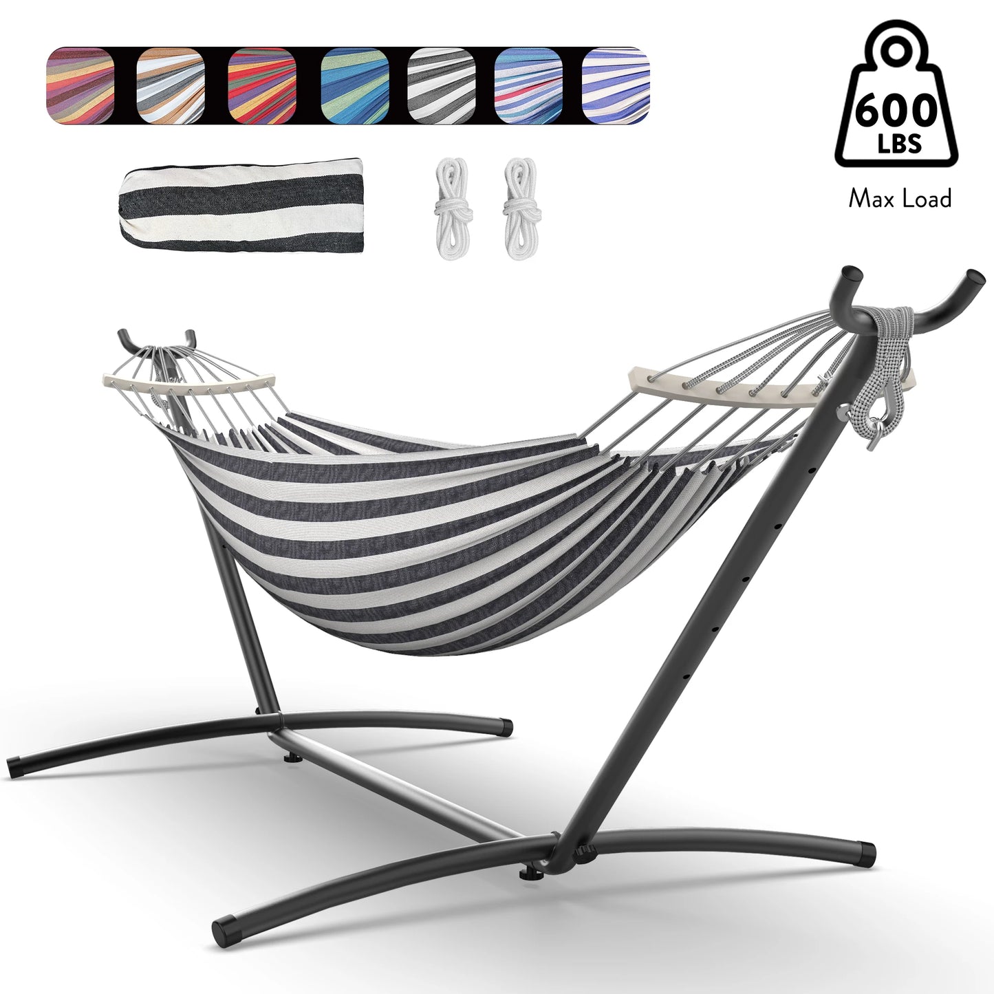 Hammock Adjustable Stand Stylish w/Storage Bag, 600lb-Capacity