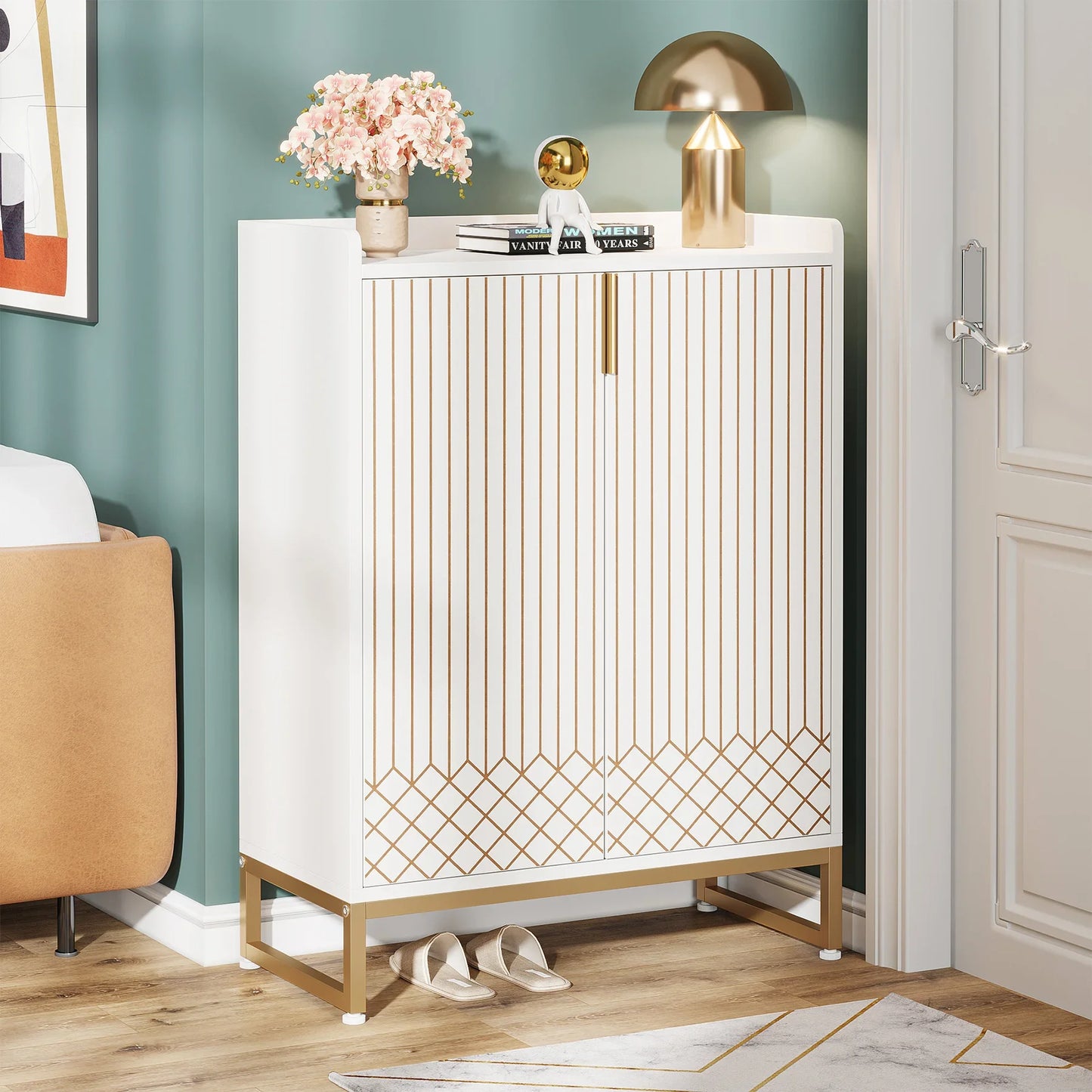 5-Tier Modern Shoe Rack Wood Storage Cabinet