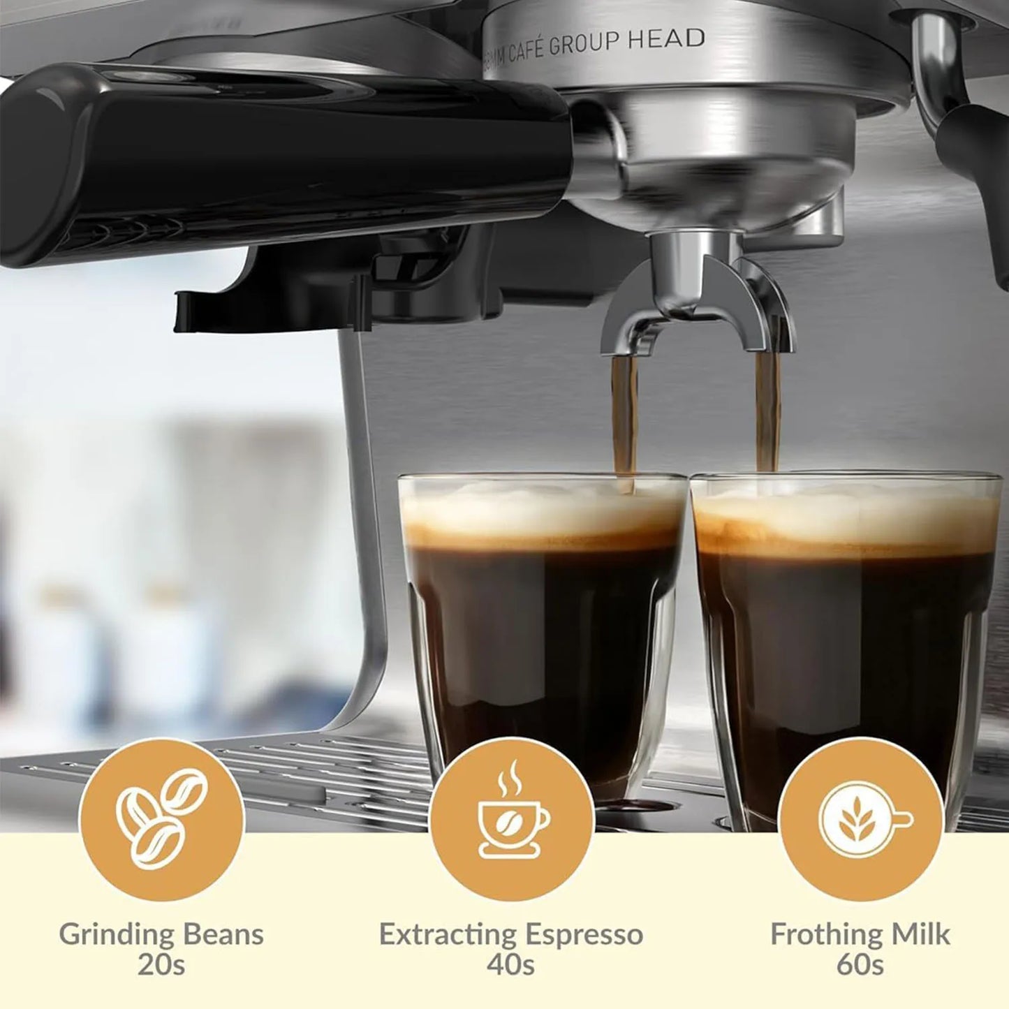 Espresso Coffee Machine Semi Automatic W/Grinder 1450W