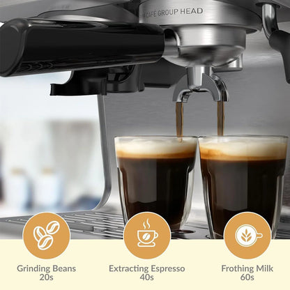 Espresso Coffee Machine Semi Automatic W/Grinder 1450W