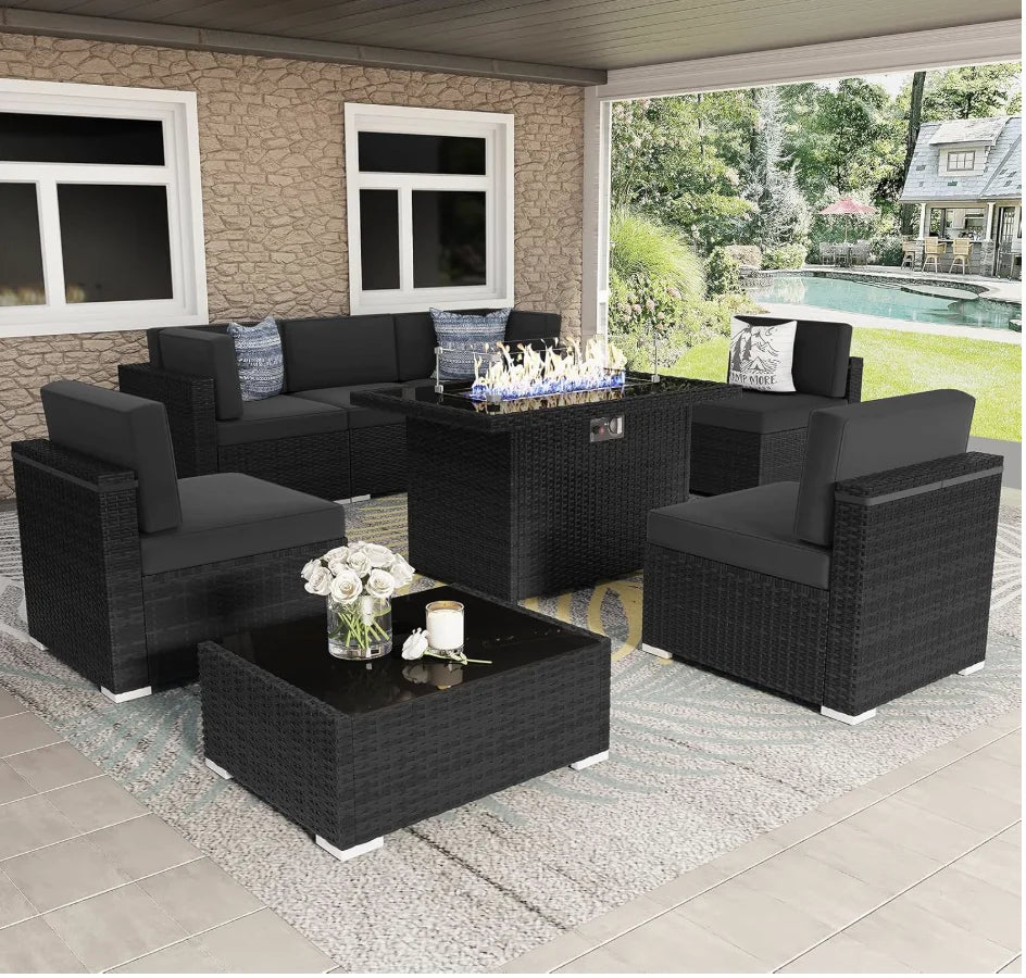 8-Pieces w/44" Propane Gas Fire Pit Table
