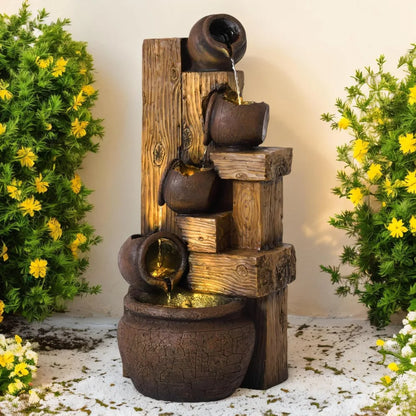 5‑Tier outdoor resin Garden waterfall fountain feature