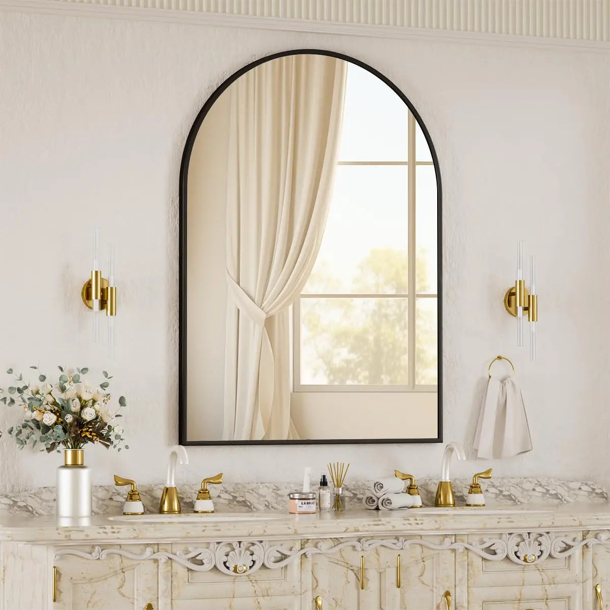 30"x40" Arch Mirror, Wall Mirror Metal Frame