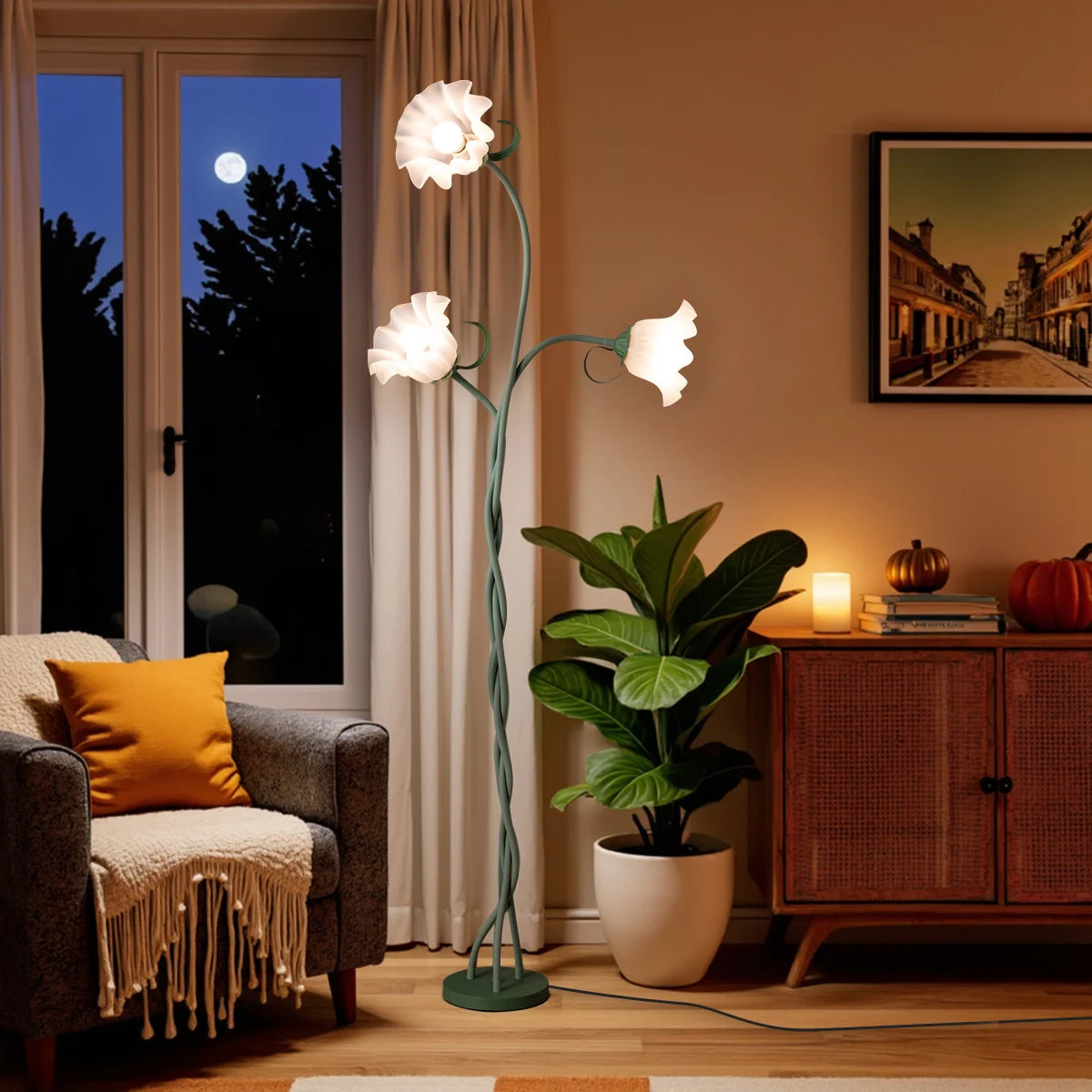 3-Color Dimmable Flower Floor Lamp Flexible Shaft
