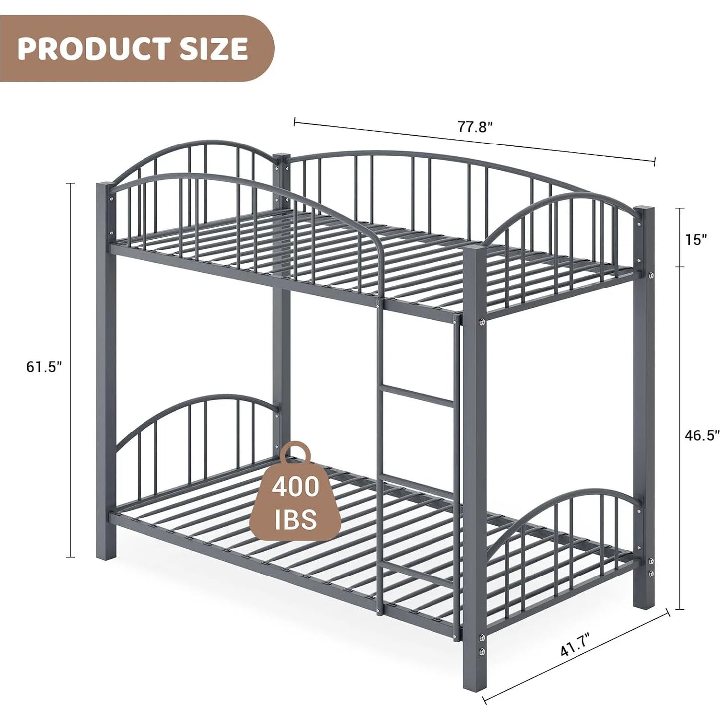 Metal Loft Bunk Beds Safety Guardrail & Ladder
