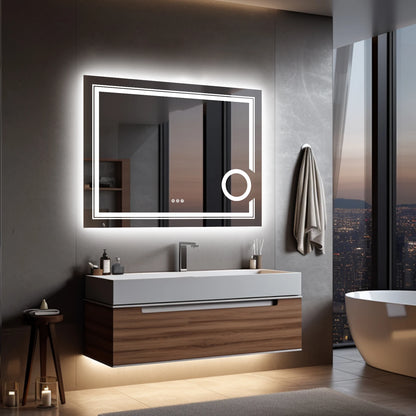 Mounted Smart Bathroom Mirror LED 3X-Dimmable Anti-Fog